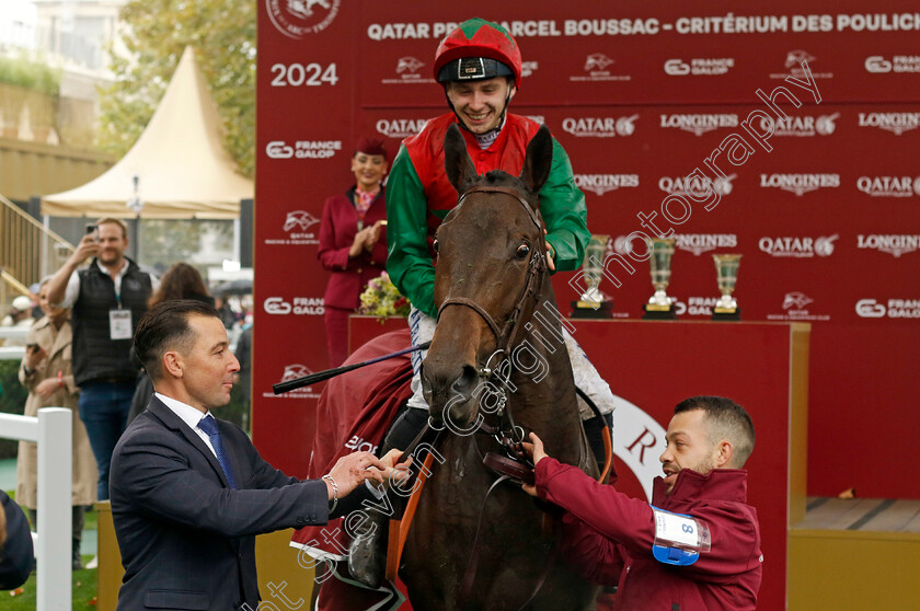 Vertical-Blue-0008 
 VERTICAL BLUE (A Pouchin) winner of The Qatar Prix Marcel Boussac
Longchamp 6 Oct 2024 - Pic Steven Cargill / Racingfotos.com