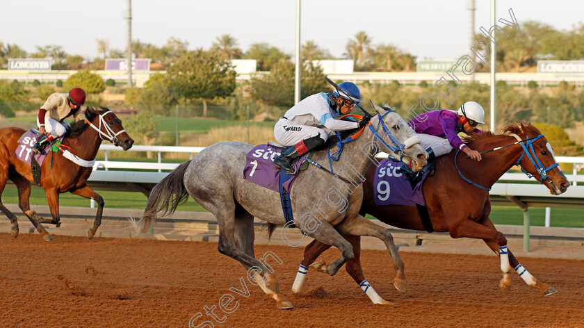 Jennifer-0001 
 JENNIFER (centre, A Alfouraidi) beats LAOYOON ALI (right) in Saudi Bred Fillies Race
King Abdulaziz Racetrack, Riyadh, Saudi Arabia 28 Feb 2020 - Pic Steven Cargill / Racingfotos.com