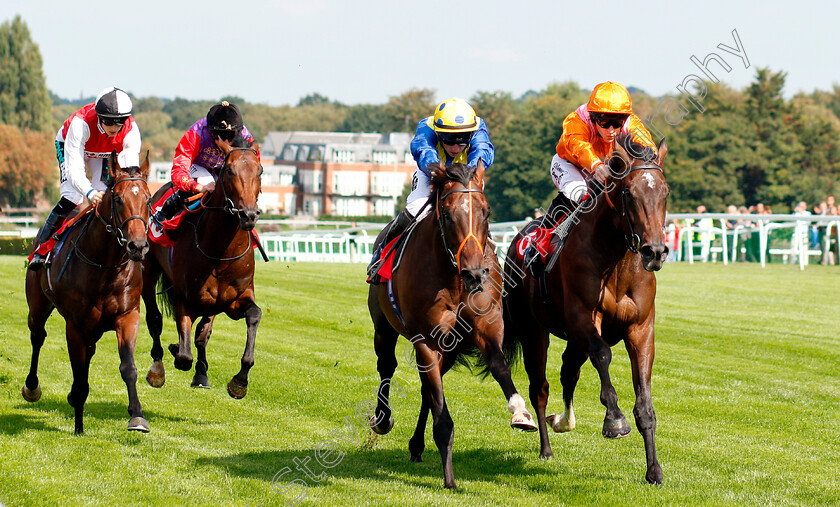 Rajinsky-0004 
 RAJINSKY (right, Richard Kingscote) beats WALKINTHESAND (centre) in The Bet & Watch At 188bet.co.uk EBF Maiden Stakes Div1
Sandown 31 Aug 2018 - Pic Steven Cargill / Racingfotos.com