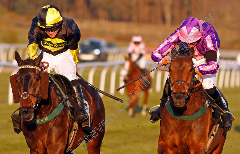 Oksana-0009 
 OKSANA (right, Jonathan England) beats ROMEO BROWN (left) in The Mansionbet Best Odds Guaranteed Handicap Hurdle
Market Rasen 19 Apr 2021 - Pic Steven Cargill / Racingfotos.com