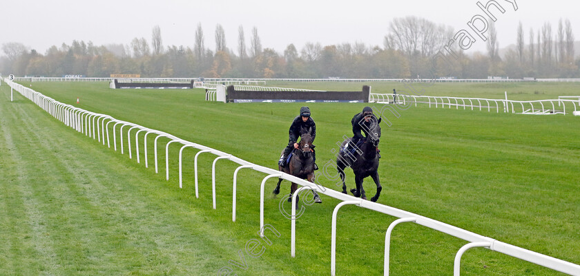 Threeunderthrufive-and-Kapcorse-0005 
 THREEUNDERTHRUFIVE (left, Adrian Heskin) with KAPCORSE (right, A P McCoy) at Coral Gold Cup Weekend Gallops Morning
Newbury 15 Nov 2022 - Pic Steven Cargill / Racingfotos.com