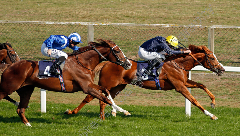 Crystal-Pegasus-0005 
 CRYSTAL PEGASUS (Ryan Moore) beats NASRAAWY (left) in The Sky Sports Racing HD Virgin 535 Handicap
Yarmouth 17 Sep 2020 - Pic Steven Cargill / Racingfotos.com