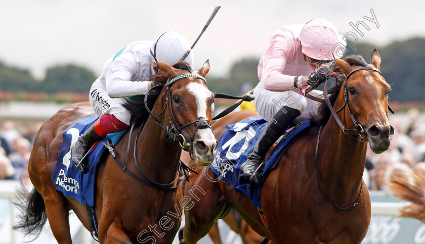 Warm-Heart-0004 
 WARM HEART (right, James Doyle) beats FREE WIND (left) in The Pertemps Network Yorkshire Oaks
York 24 Aug 2023 - Pic Steven Cargill / Racingfotos.com