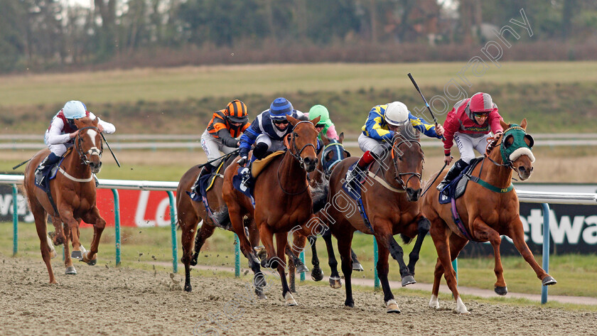 Devizes-0001 
 DEVIZES (2nd right, David Egan) beats IMAJORBLUSH (right) and ALMOST YOU (2nd left) in The Betway Casino Handicap
Lingfield 6 Mar 2021 - Pic Steven Cargill / Racingfotos.com