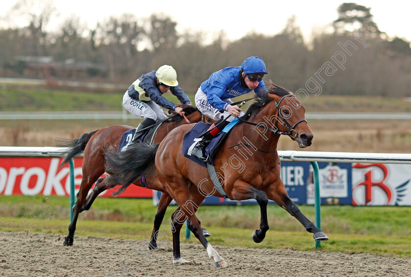 Tamborrada-0004 
 TAMBORRADA (Adam Kirby) wins The Ladbrokes Watch Racing Online For Free Novice Stakes
Lingfield 29 Jan 2021 - Pic Steven Cargill / Racingfotos.com