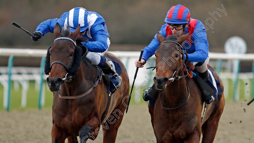 Equal-Share-0007 
 EQUAL SHARE (right, Richard Kingscote) beats AZAHEER (left) in The Coral Proud To Support British Racing EBF Fillies Novice Stakes Div1
Lingfield 1 Dec 2021 - Pic Steven Cargill / Racingfotos.com