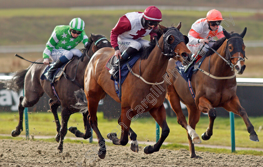 A-Go-Go-0002 
 A GO GO (centre, Darragh Keenan) beats EQUALLY FAST (right) in The Read Katie Walsh On Betway Insider Handicap
Lingfield 19 Dec 2020 - Pic Steven Cargill / Racingfotos.com