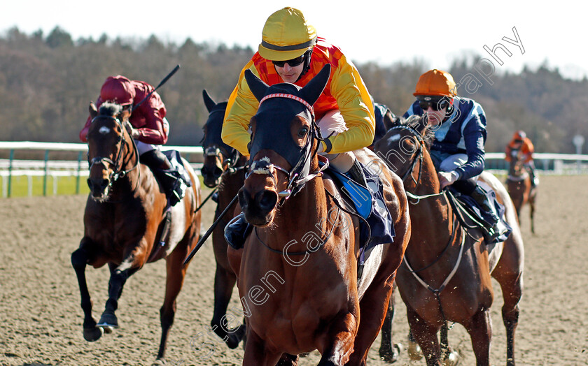 Nellie-Moon-0005 
 NELLIE MOON (Richard Kingscote) wins The Play Ladbrokes 5-A-Side On Football Novice Stakes
Lingfield 26 Feb 2021 - Pic Steven Cargill / Racingfotos.com