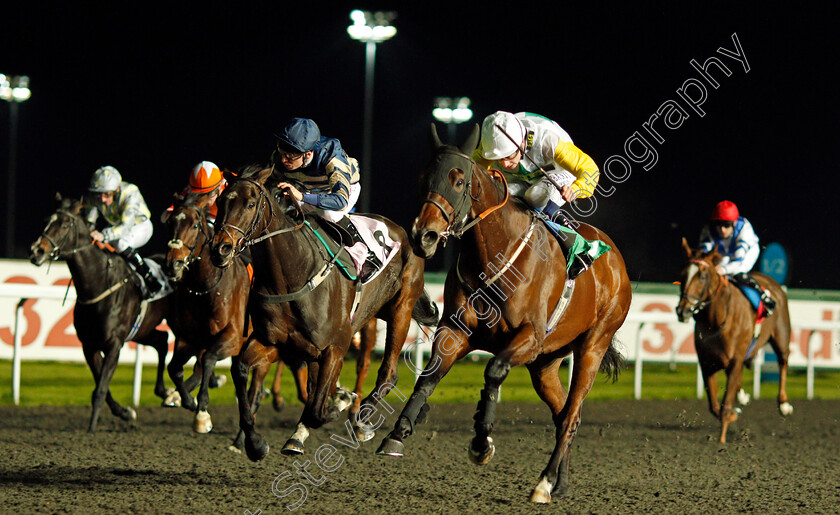 Castlelyons-0003 
 CASTLELYONS (right, Oisin Murphy) beats ISAAC BELL (left) in The 32Red Casino Handicap Kempton 8 Nov 2017 - Pic Steven Cargill / Racingfotos.com