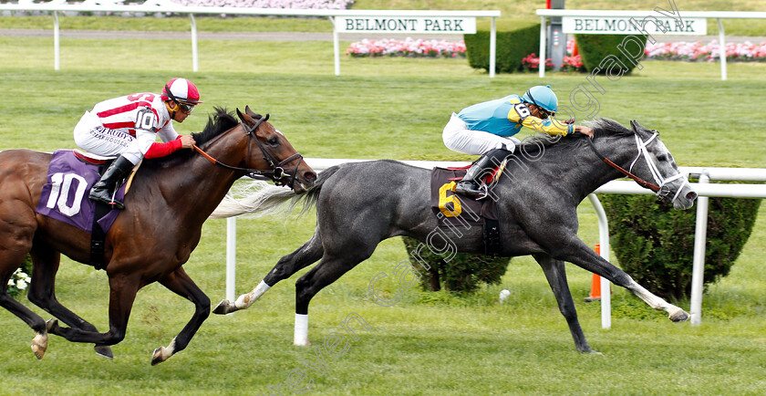 Gidu-0005 
 GIDU (Manuel Franco) beats ANNALS OF TIME (left) in Allowance
Belmont Park USA 7 Jun 2019 - Pic Steven Cargill / Racingfotos.com