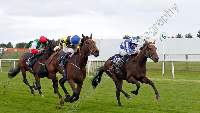 Coco-Royale-0006 
 COCO ROYALE (left, Cieren Fallon) beats LUNA EFFECT (right) in The Stream Racing At Bresbet.com Handicap
Yarmouth 16 Oct 2023 - Pic Steven Cargill / Racingfotos.com