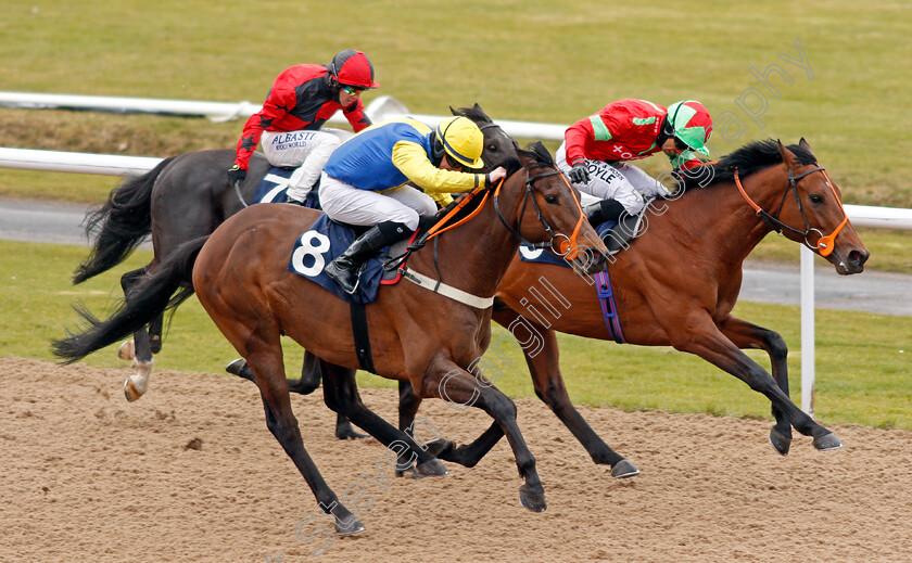 Starfighter-0004 
 STARFIGHTER (left, Richard Kingscote) beats FIEROSPEED (right) in The Heed Your Hunch At Betway Handicap
Wolverhampton 13 Mar 2021 - Pic Steven Cargill / Racingfotos.com