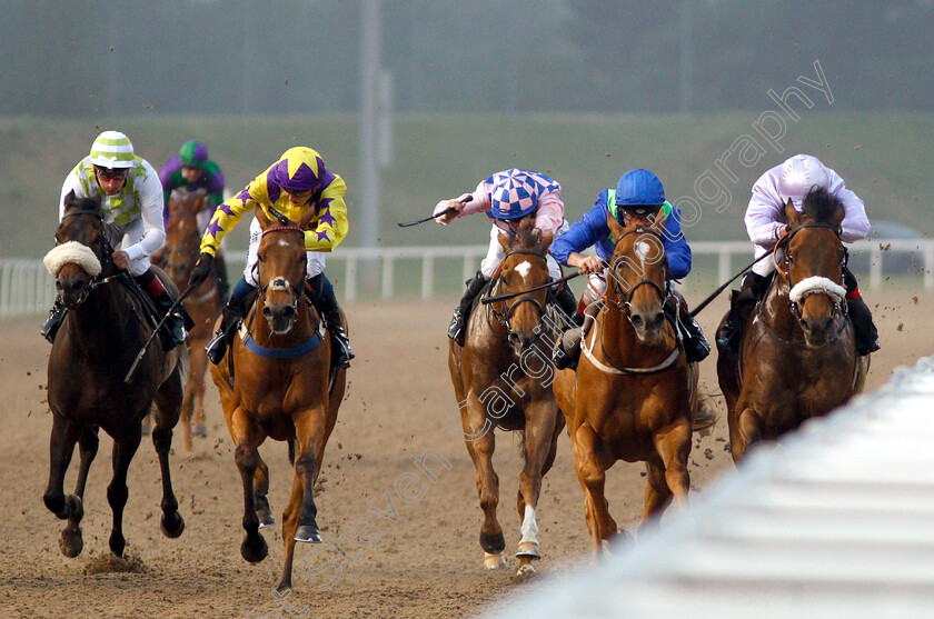 Qaffaal-0002 
 QAFFAAL (right, Harrison Shaw) beats POET'S SOCIETY (2nd right) and QEYAADAH (2nd left) in The Double Delight Hat-Trick Heaven At totesport.com Handicap
Chelmsford 31 May 2018 - Pic Steven Cargill / Racingfotos.com