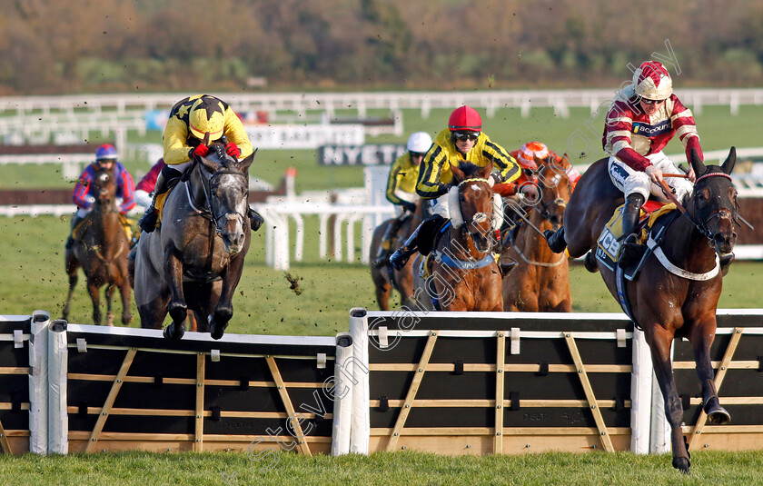 Quantock-Hills-0002 
 QUANTOCK HILLS (right, James Bowen) wins The JCB Triumph Trial Juvenile Hurdle 
Cheltenham 14 Dec 2024 - Pic Steven Cargill / Racingfotos.com