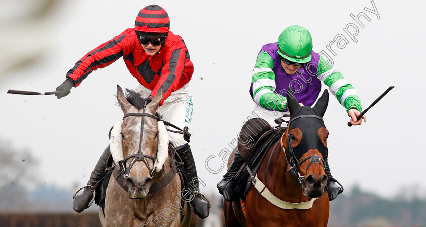 Ashoka-0005 
 ASHOKA (left, Bridget Andrews) beats BEAU BAY (right) in The Ascot Spring Garden Show Novices Handicap Chase Ascot 25 Mar 2018 - Pic Steven Cargill / Racingfotos.com