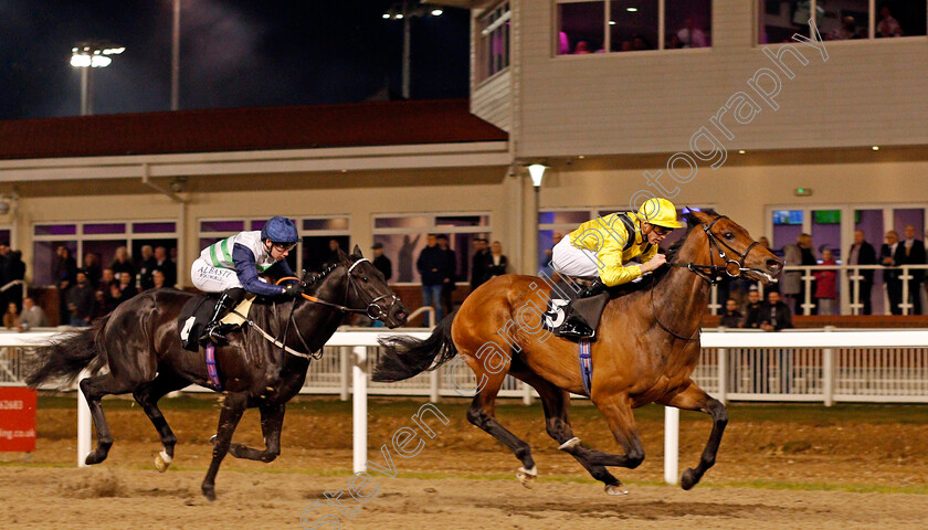 Mosalim-0002 
 MOSALIM (James Doyle) beats LORD VETINARI (left) in The toteswinger Two In The First Three Novice Median Auction Stakes Chelmsford 6 Apr 2018 - Pic Steven Cargill / Racingfotos.com