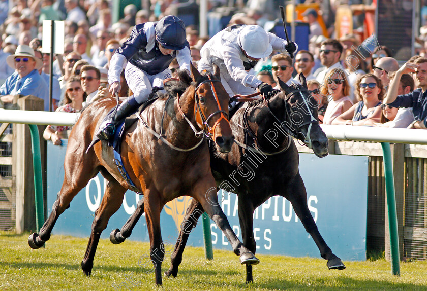 He s-Amazing-0006 
 HE'S AMAZING (left, Oisin Murphy) beats MIDNIGHT WILDE (right) in The Qipco Supporting British Racing Handicap Newmarket 6 May 2018 - Pic Steven Cargill / Racingfotos.com