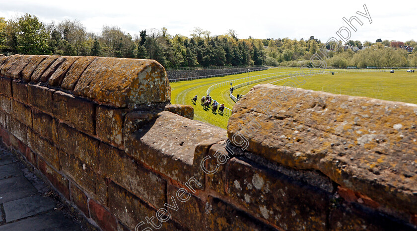 Chester-0002 
 Turning for home beneath the city wall during the first race of the day won by JABBAROCKIE (leading, Jason Hart)
Chester 6 May 2021 - Pic Steven Cargill / Racingfotos.com