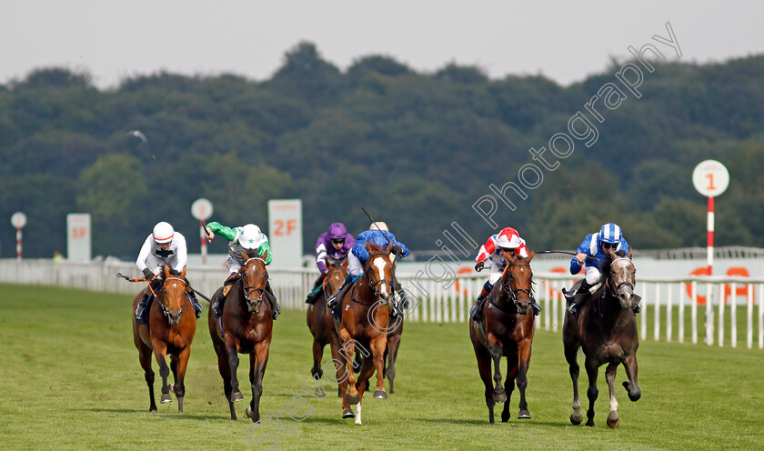 Modern-News-0001 
 MODERN NEWS (centre, William Buick) wins The Cazoo Handicap
Doncaster 9 Sep 2021 - Pic Steven Cargill / Racingfotos.com