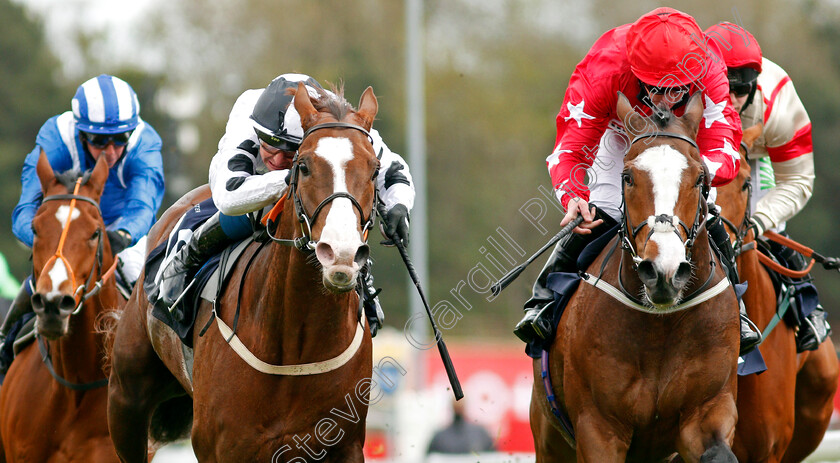 Baryshnikov-0005 
 BARYSHNIKOV (left, Connor Beasley) beats SPIRIT DANCER (right) in The Destination 2 Handicap
Chester 6 May 2021 - Pic Steven Cargill / Racingfotos.com