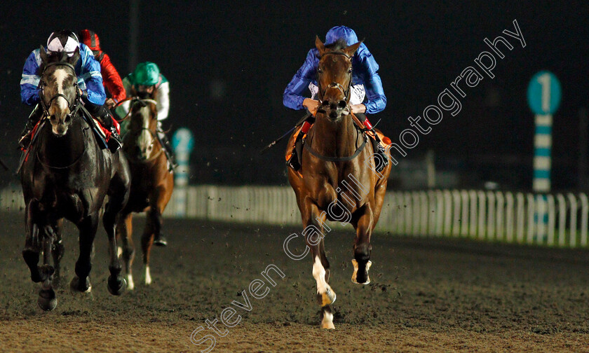 Native-Appeal-0002 
 NATIVE APPEAL (right, Adam Kirby) beats ALBISHR (left) in The 32Red On The App Store Novice Stakes Div2 Kempton 20 Dec 2017 - Pic Steven Cargill / Racingfotos.com