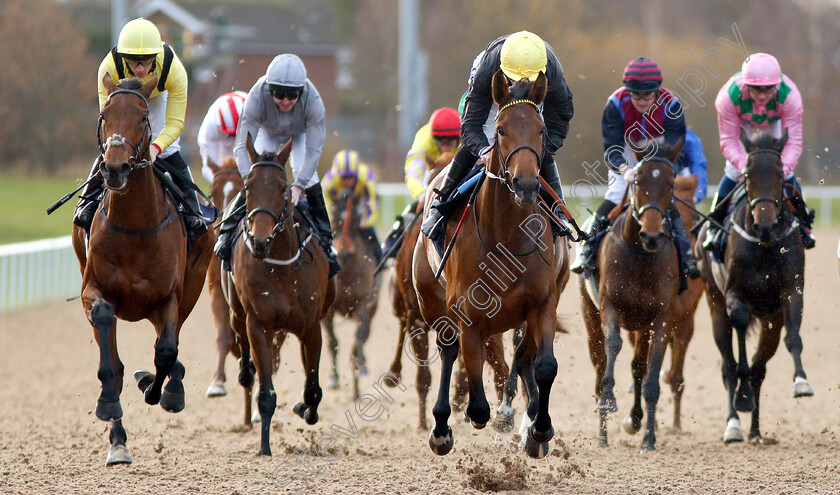 Baba-Ghanouj-0007 
 BABA GHANOUJ (David Probert) beats EBBRAAM (left) in The Ladbrokes Home Of The Odds Boost Fillies Novice Stakes Div2
Wolverhampton 28 Nov 2018 - Pic Steven Cargill / Racingfotos.com