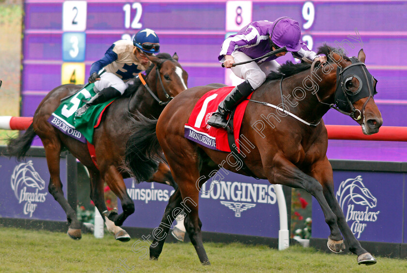 Mendelssohn-0004 
 MENDELSSOHN (Ryan Moore) wins The Breeders' Cup Juvenile Turf, Del Mar USA, 3 Nov 2017 - Pic Steven Cargill / Racingfotos.com