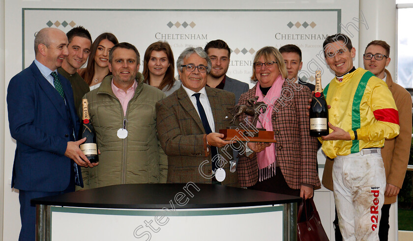 Herecomestheboom-0010 
 Presentation to Mr Walid Marzouk, Fergal O'Brien and Paddy Brennan for The Jockey Club Venues Standard Open National Hunt Flat Race won by HERECOMESTHEBOOM Cheltenham 28 Oct 2017 - Pic Steven Cargill / Racingfotos.com