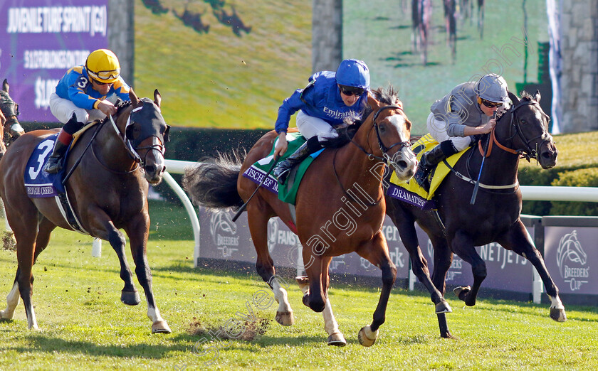 Mischief-Magic-0009 
 MISCHIEF MAGIC (William Buick) beats DRAMATISED (right) in The Breeders' Cup Juvenile Turf Sprint
Breeders Cup Meeting, Keeneland USA, 4 Nov 2022 - Pic Steven Cargill / Racingfotos.com