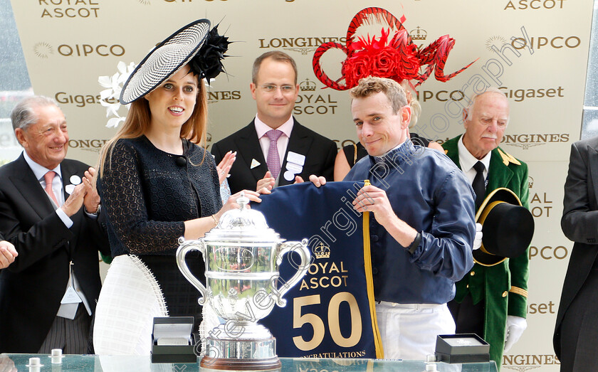 Hunting-Horn-0014 
 Presentation by Princess Beatrice to Ryan Moore for The Hampton Court Stakes won by HUNTING HORN
Royal Ascot 21 Jun 2018 - Pic Steven Cargill / Racingfotos.com