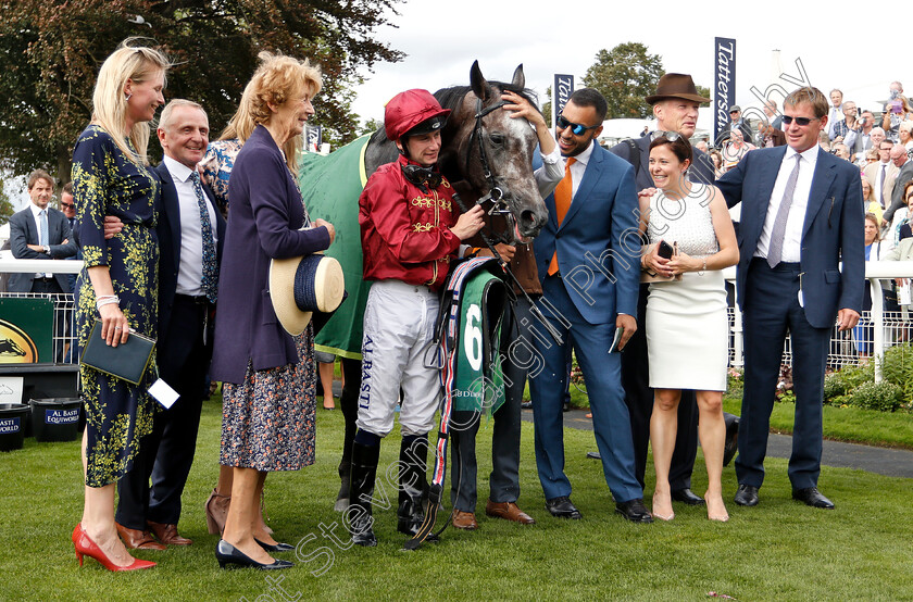 Roaring-Lion-0016 
 ROARING LION (Oisin Murphy) with Sheikh Fahad Al Thani and John Gosden after The Juddmonte International Stakes
York 22 Aug 2018 - Pic Steven Cargill / Racingfotos.com