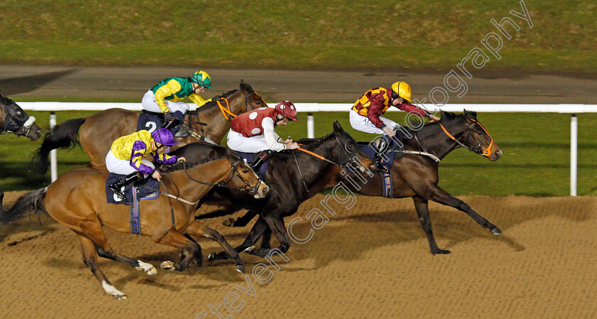 Daafr-0003 
 DAAFR (Cam Hardie) beats I THINK SO (2nd right) and AL OZZDI (nearside) in The Bombardier British Hopped Amber Beer Handicap
Wolverhampton 21 Feb 2020 - Pic Steven Cargill / Racingfotos.com