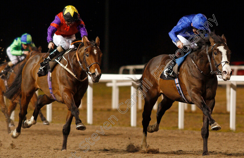 Da-Vinci-0006 
 DA VINCI (left, Joe Fanning) beats PITCHER'S POINT (right) in The Peter Andre Ladies Day Novice Stakes
Chelmsford 13 Feb 2020 - Pic Steven Cargill / Racingfotos.com