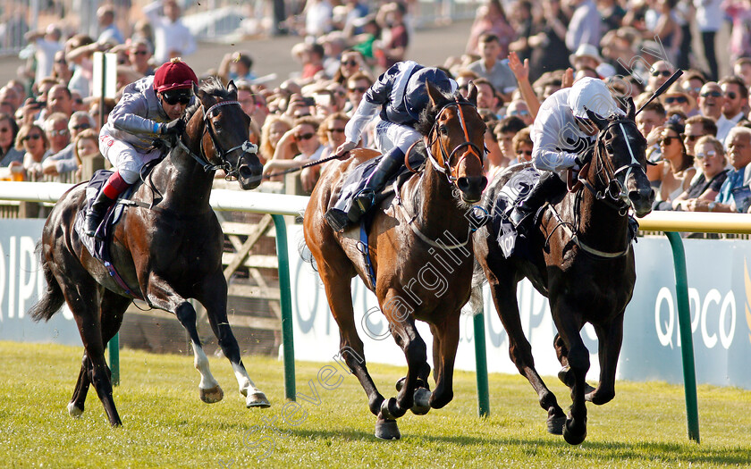 He s-Amazing-0001 
 HE'S AMAZING (centre, Oisin Murphy) beats MIDNIGHT WILDE (right) and DUKHAN (left) in The Qipco Supporting British Racing Handicap Newmarket 6 May 2018 - Pic Steven Cargill / Racingfotos.com