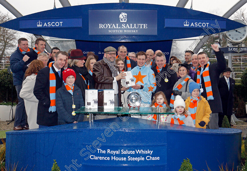 Un-De-Sceaux-0014 
 Presentation to Paul Townend and the owners of UN DE SCEAUX after The Royal Salute Whisky Clarence House Chase Ascot 20 Jan 2018 - Pic Steven Cargill / Racingfotos.com