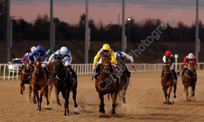 American-Entente-0002 
 AMERICAN ENTENTE (centre, Robert Havlin) beats MESSALINA (left) in The EBF Fillies Novice Stakes
Chelmsford 22 Oct 2020 - Pic Steven Cargill / Racingfotos.com