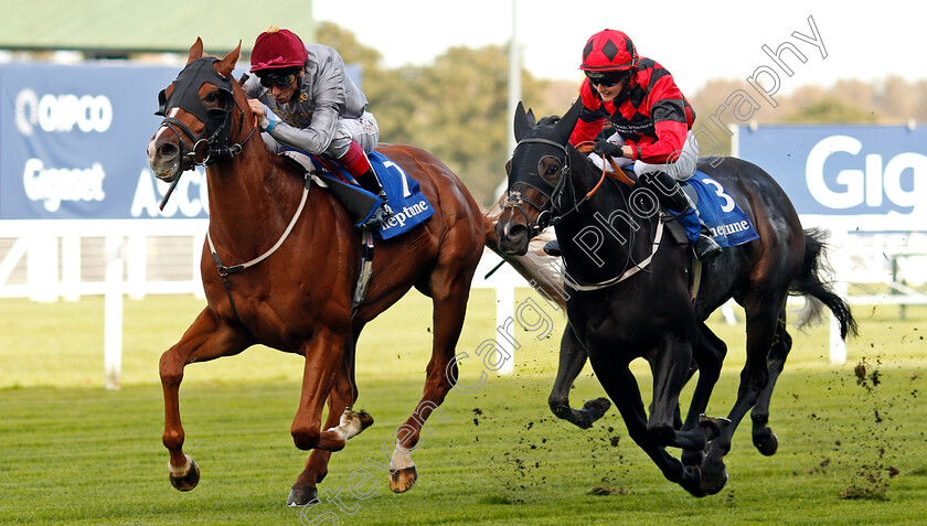 Zwayyan-0001 
 ZWAYYAN (left, Frankie Dettori) beats ONE WORD MORE (right) in The Neptune Investement Management Classified Stakes Ascot 6 Oct 2017 - Pic Steven Cargill / Racingfotos.com