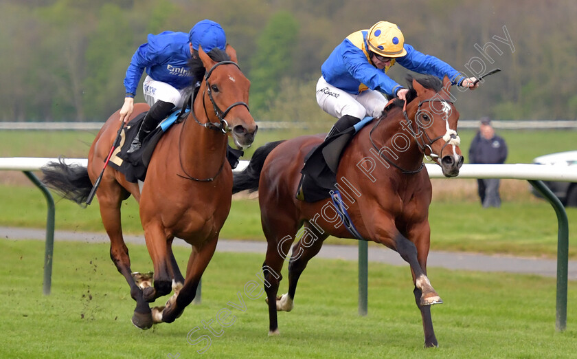 Nader-King-0004 
 NADER KING (right, Richard Kingscote) beats HIDDEN STORY (left) in The Castle Rock Harvest Pale Chase Maiden Stakes
Nottingham 22 Apr 2023 - pic Steven Cargill / Becky Bailey / Racingfotos.com