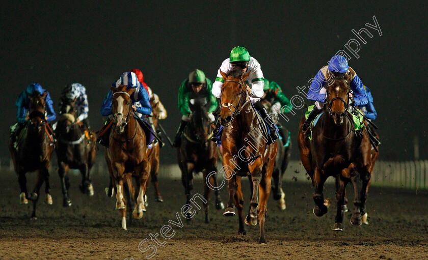 Archie-Mckellar-0006 
 ARCHIE MCKELLAR (Pat Dobbs) beats RECOLLECT (right) and HAADER (left) in The 32Red.com Novice Stakes Kempton 18 Oct 2017 - Pic Steven Cargill / Racingfotos.com