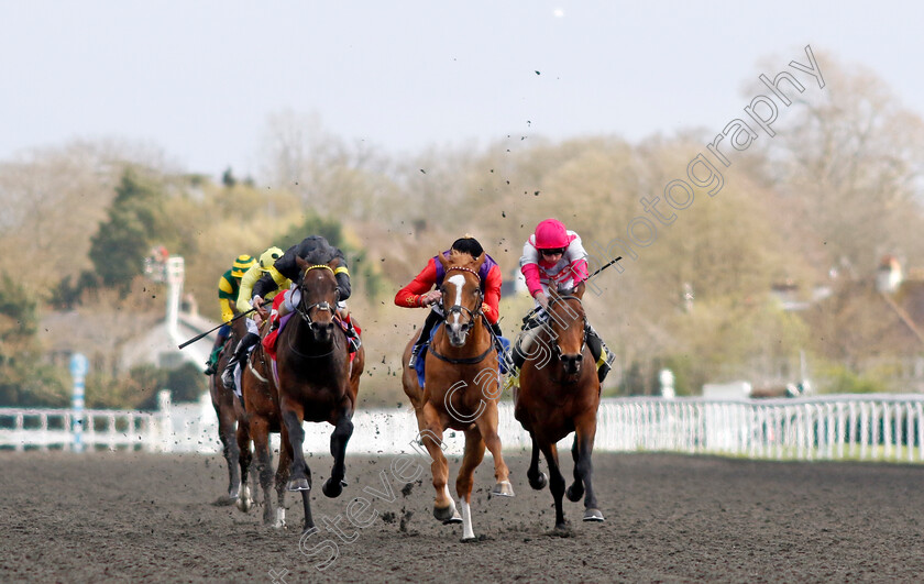 Slipofthepen-0004 
 SLIPOFTHEPEN (James Doyle) beats ENSUED (right) and LEGEND OF LEROS (left) in The Join Racing TV Now Conditions Stakes
Kempton 10 Apr 2023 - Pic Steven Cargill / Racingfotos.com