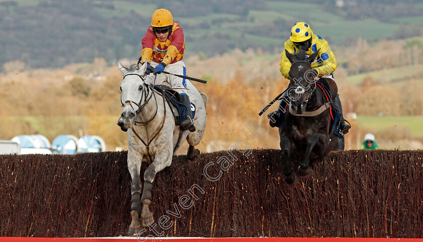 Ramses-De-Teillee-0003 
 RAMSES DE TEILLEE (left, Tom Scudamore) beats YALA ENKI (right) in The Planteur At Chapel Stud Handicap Chase
Cheltenham 15 Nov 2020 - Pic Steven Cargill / Racingfotos.com