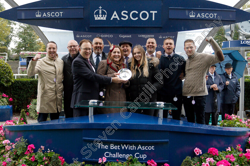 Raising-Sand-0012 
 Presentation to Nick Bradley Racing for The Bet With Ascot Challenge Cup won by RAISING SAND
Ascot 6 Oct 2018 - Pic Steven Cargill / Racingfotos.com