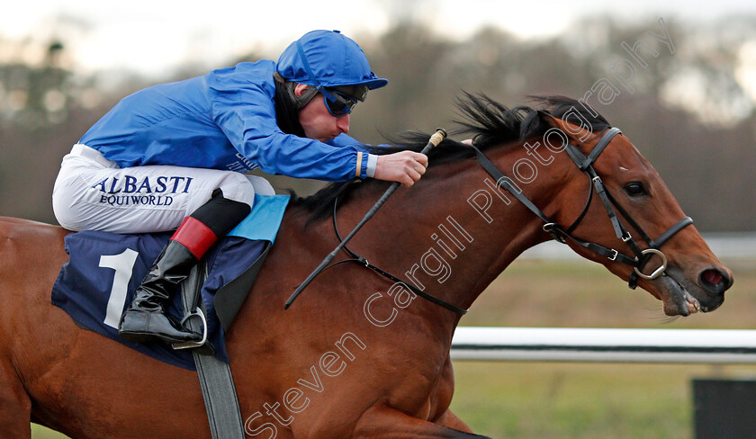 Tamborrada-0007 
 TAMBORRADA (Adam Kirby) wins The Ladbrokes Watch Racing Online For Free Novice Stakes
Lingfield 29 Jan 2021 - Pic Steven Cargill / Racingfotos.com