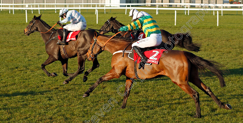 Champ-0003 
 CHAMP (right, Barry Geraghty) catches BLACK OP (left) to win The Ladbrokes Novices Chase
Newbury 29 Nov 2019 - Pic Steven Cargill / Racingfotos.com