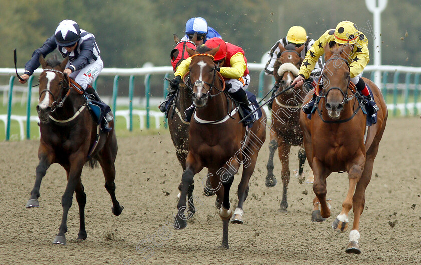 Space-Talk-0003 
 SPACE TALK (left, Nicola Currie) beats GRACEFUL JAMES (right) and GOODWOOD SHOWMAN (centre) in The Best Odds Guaranteed At 188bet Handicap
Lingfield 4 Oct 2018 - Pic Steven Cargill / Racingfotos.com