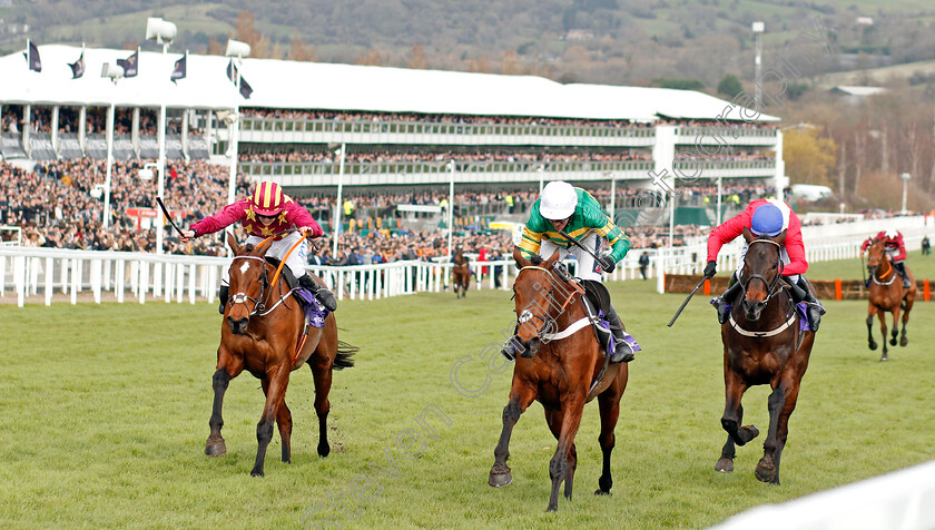 Champ-0003 
 CHAMP (centre, Barry Geraghty) beats MINELLA INDO (left) and ALLAHO (right) in The RSA Insurance Novices Chase
Cheltenham 11 Mar 2020 - Pic Steven Cargill / Racingfotos.com