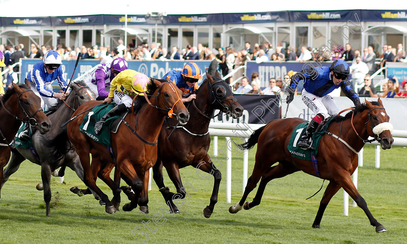 The-Great-Heir-0001 
 THE GREAT HEIR (right, Andrew Mullen) beats DIRTY RASCAL (left) in The Weatherbys Racing Bank £300,000 2-y-o Stakes
Doncaster 13 Sep 2018 - Pic Steven Cargill / Racingfotos.com