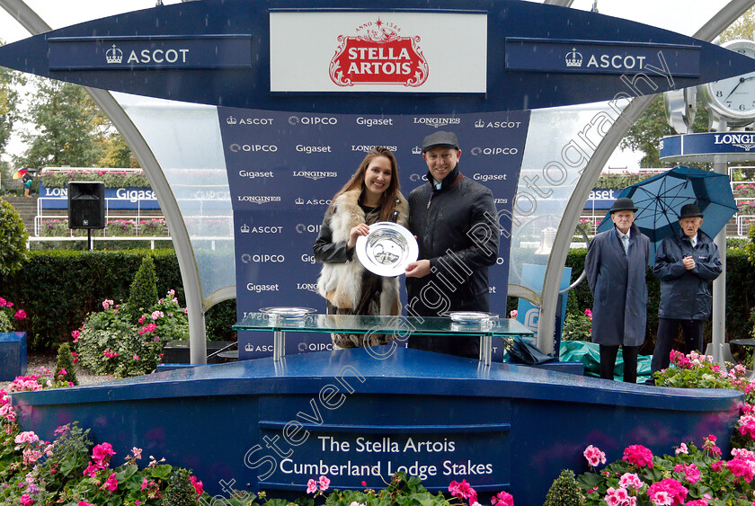 Laraaib-0011 
 Presentation to Owen Burrows for The Stella Artois Cumberland Lodge Stakes won by LARAAIB
Ascot 6 Oct 2018 - Pic Steven Cargill / Racingfotos.com