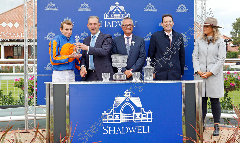 New-World-Tapestry-0009 
 Presentation to Paul Smith, Kevin Buckley and Ryan Moore for The Derrinstown Irish EBF Maiden Stakes won by NEW WORLD TAPESTRY
Newmarket 27 Sep 2019 - Pic Steven Cargill / Racingfotos.com