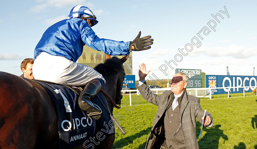 Anmaat-0014 
 ANMAAT (Jim Crowley) with Richard Hills after The Qipco Champion Stakes
Ascot 19 Oct 2024 - Pic Steven Cargill / Racingfotos.com